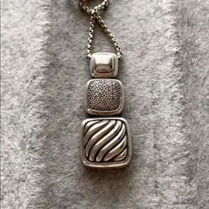 David Yurman pave diamond Chiclet necklace